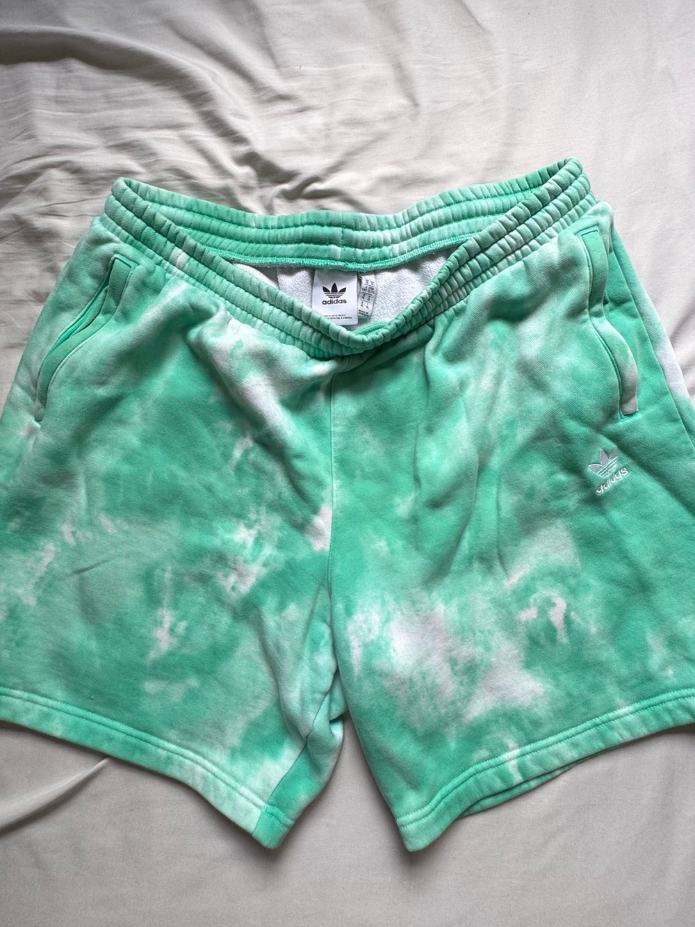 Adidas Originals Tie-Dye Shorts • Teal/Mint Green/White